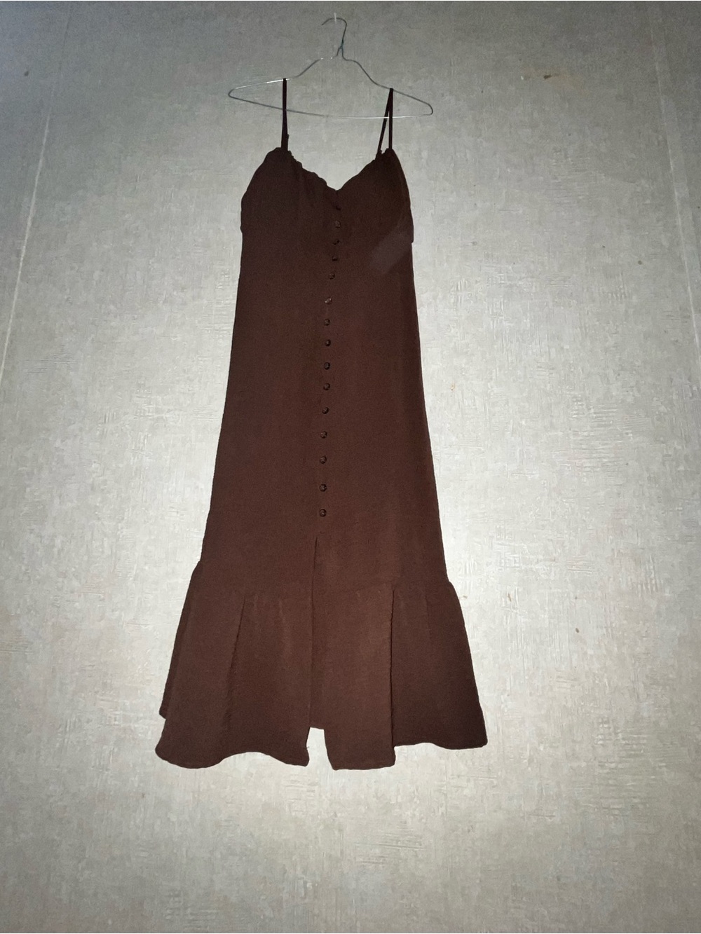 No Boundaries Brown Button-Front Maxi Slip Dress